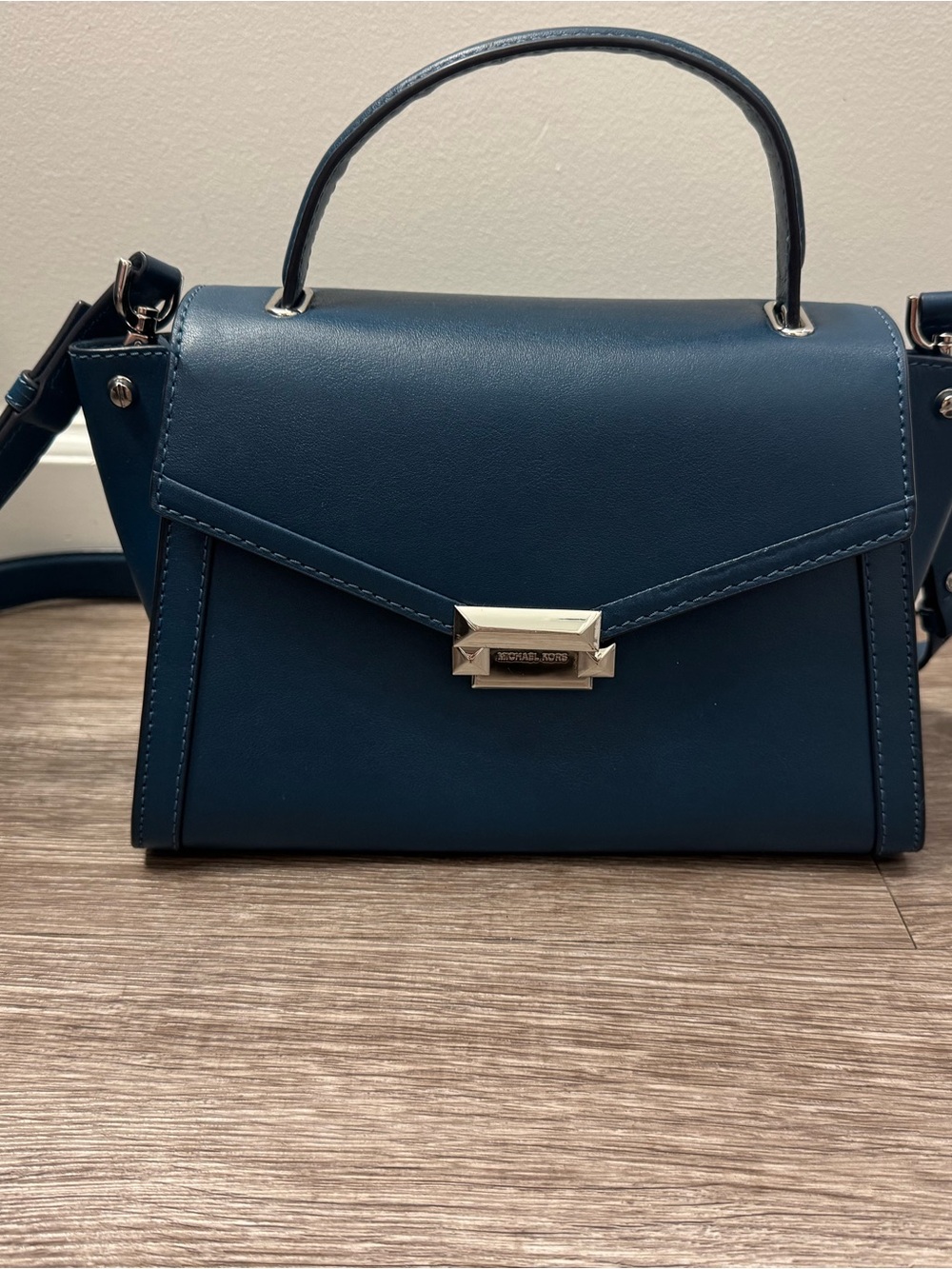Michael Kors Navy Blue Structured Top-Handle Satchel
